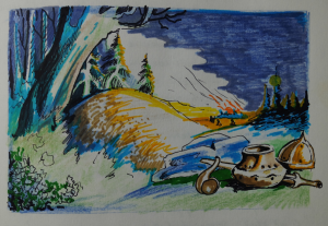 Ilustrácia z kroniky I, s. 51. Autor: V. Krivý (foto: M. Furman)