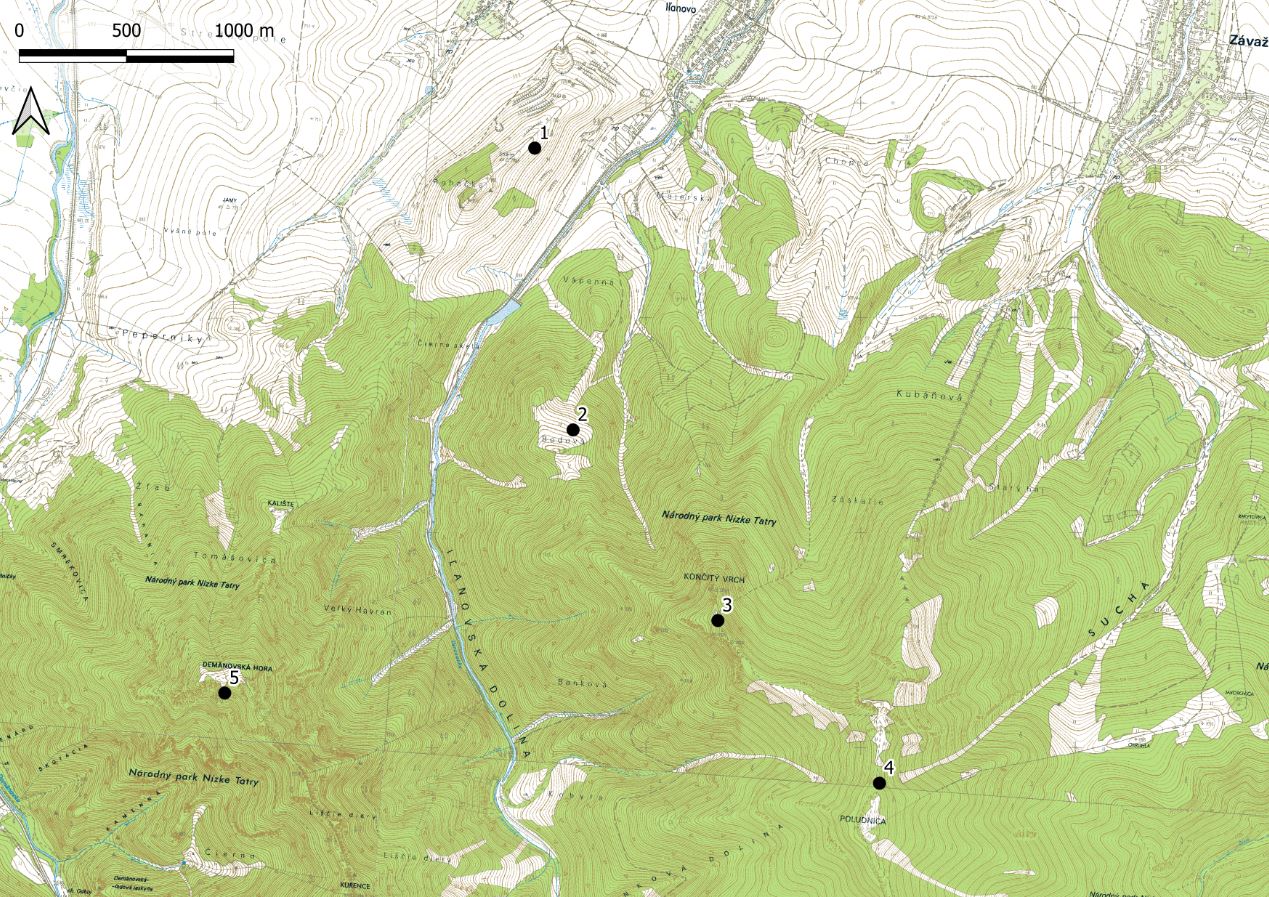 Archeologick&eacute; n&aacute;lezisk&aacute; v okol&iacute; Dem&auml;novskej hory: Rohačka, Bodov&aacute;, Končit&yacute; vrch, Iľanovsk&aacute; Poludnica, Dem&auml;novsk&aacute; hora